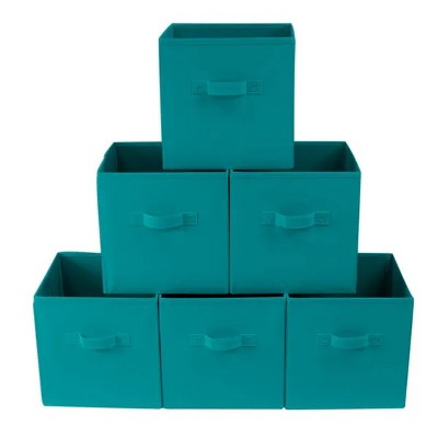 Racxily 6 Pack Collapsible Cube Fabric Storage Bins with handle, 10.5" x 10.5" Storage Containers for Organizing Storage Box