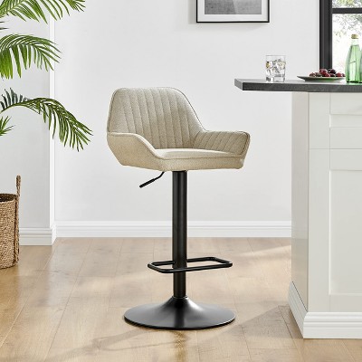 Luther Cream Adjustable Swivel Bar Stool with Metal Base