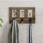 Wall Picture Collage with 3 Hanging Hooks- Wall Mounted Photo Frame Decor with Rustic Wood Look, Holds 4x6 Pictures By Hastings Home