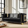 2PCS Velvet Luxury Sofa Set with Gold Stainless Steel Trims and Embroidered Texture, 89" 3-Seater & 69" Loveseat Tufted Couch for Living Room - 3 of 4