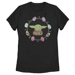 Women's Star Wars The Mandalorian Grogu Easter Egging Around T-Shirt - 1 of 4