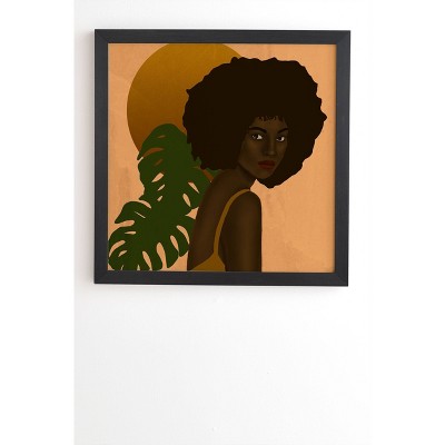 12" x 12" Nawaalillustrations Girl in the Sun Framed Wall Art Black - Deny Designs