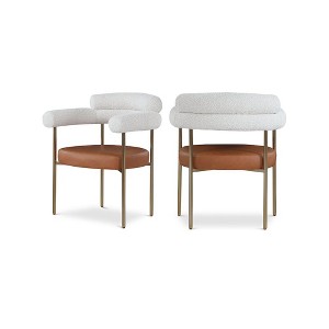 Meridian Furniture,Blake Cognac Vegan Leather /  Boucle Fabric Dining Chair, Set of 2 - 1 of 4