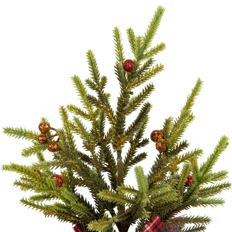 Northlight Mini Glittered Pine with Berries Artificial Christmas Trees - 9" - Set of 3, 4 of 7