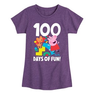 Girls' - Peppa Pig - School 100 Days of Fun Fitted Short Sleeve Graphic T-Shirt - 1 of 4
