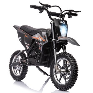 36V Ride On Dirt Bike for Kids,Fast Speed Electric Powered Off-Road Motorcycle,15.5MPH,Led Light,Leather Seat,Disc Brake,Air-Filled Tires,Black - 1 of 4