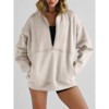 Imily Bela Womens Oversized Fleece Half Zip Stand Collar Long Sleeve Thumb Hole Pullovers with Pockets - 2 of 4
