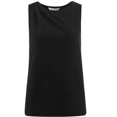 INSPIRE CHIC Women's Casual Round Neck Sleeveless Ruched Shoulder Tank Top