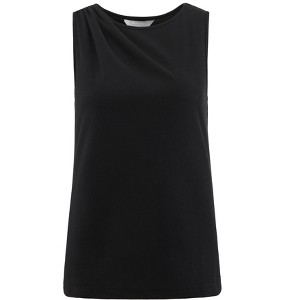 INSPIRE CHIC Women's Casual Round Neck Sleeveless Ruched Shoulder Tank Top - 1 of 4