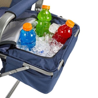 Blue and Beige Aluminum Folding Director's Chair with Side Table and Cooler (4-Pack)