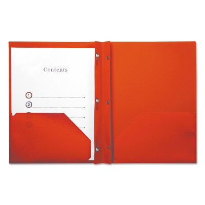 Universal Plastic Twin-Pocket Report Covers with 3 Fasteners 100 Sheets Red 10/PK 20553