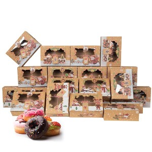 24 Pack Christmas Cookie Boxes for Gift Giving, Christmas Bakery Box with Window - 1 of 4