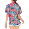 LA LEELA Button Down Shirt for Women Beach Shirt Summer Blouse Short Sleeve Vacation Button Up Tee Hawaiian Shirts Blouses for Women - 3 of 4