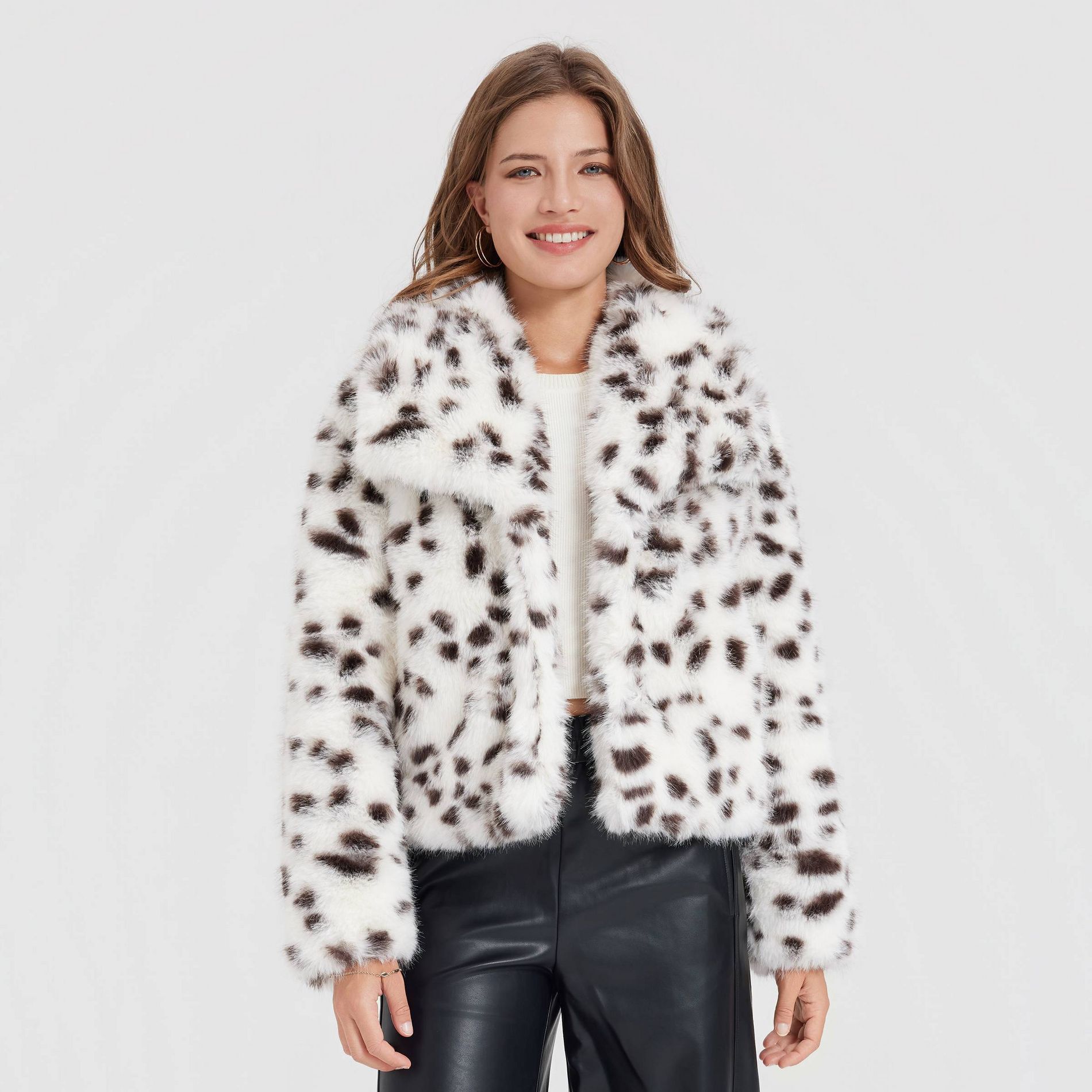 Women's Cropped Faux Fur Jacket - A New Day™