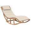 vidaXL Outdoor Teak Wood Rocking Lounge Chair-Patio/Garden Sun Lounger with Cream Cushion-Relaxing Pool Deck Furniture - 2 of 4