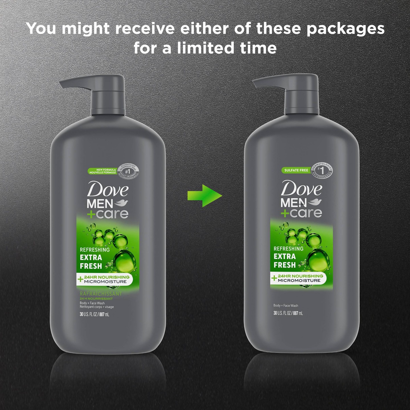 Гель для душа и умывания с дозатором Dove Men+Care Extra Fresh, без сульфатов, 30 fl oz — фото 2