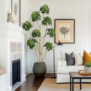 5/6/7ft Tall Fake Plant Indoor,Faux Floor Tree in White Planter with Multiple Trunks Design,Artificial Umbrella Schefflera Tree for Home Decor - 1 of 4