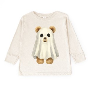 Watercolor Ghost Bear - Kids Youth Long Sleeve Tee and Kids Toddler Long Sleeve Tee - 1 of 2