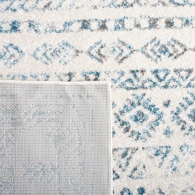 Ivory and Teal Hand-knotted Round Synthetic Area Rug