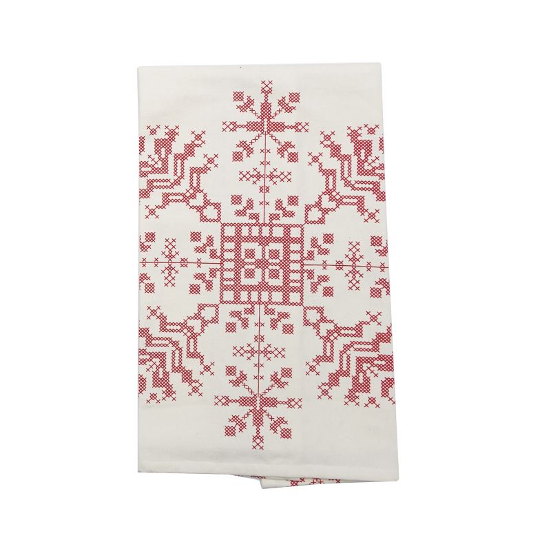C&F Home Cross Stitch Snowflake Feed Sack Cotton Kitchen Towel, 1 of 4