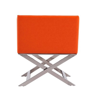 Hollywood Chrome Orange Faux Leather Director's Accent Chair