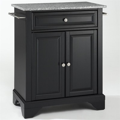 Wood Solid Granite Top Kitchen Island in Black - Bowery Hill