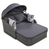 79.9" Outdoor Sunbed With Adjustable Canopy, Double Lounge, PE Rattan Daybed, Gray Wicker And Cushion - 2 of 4