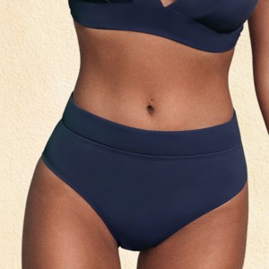 Women's Dark Navy Blue High-Waisted Bikini Bottoms - Cupshe - 1 of 3