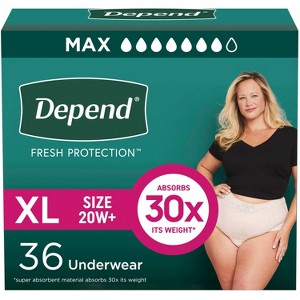 Depend Fresh Protection Adult Incontinence & Postpartum Underwear for Women - Maximum Absorbency - Blush - 1 of 4