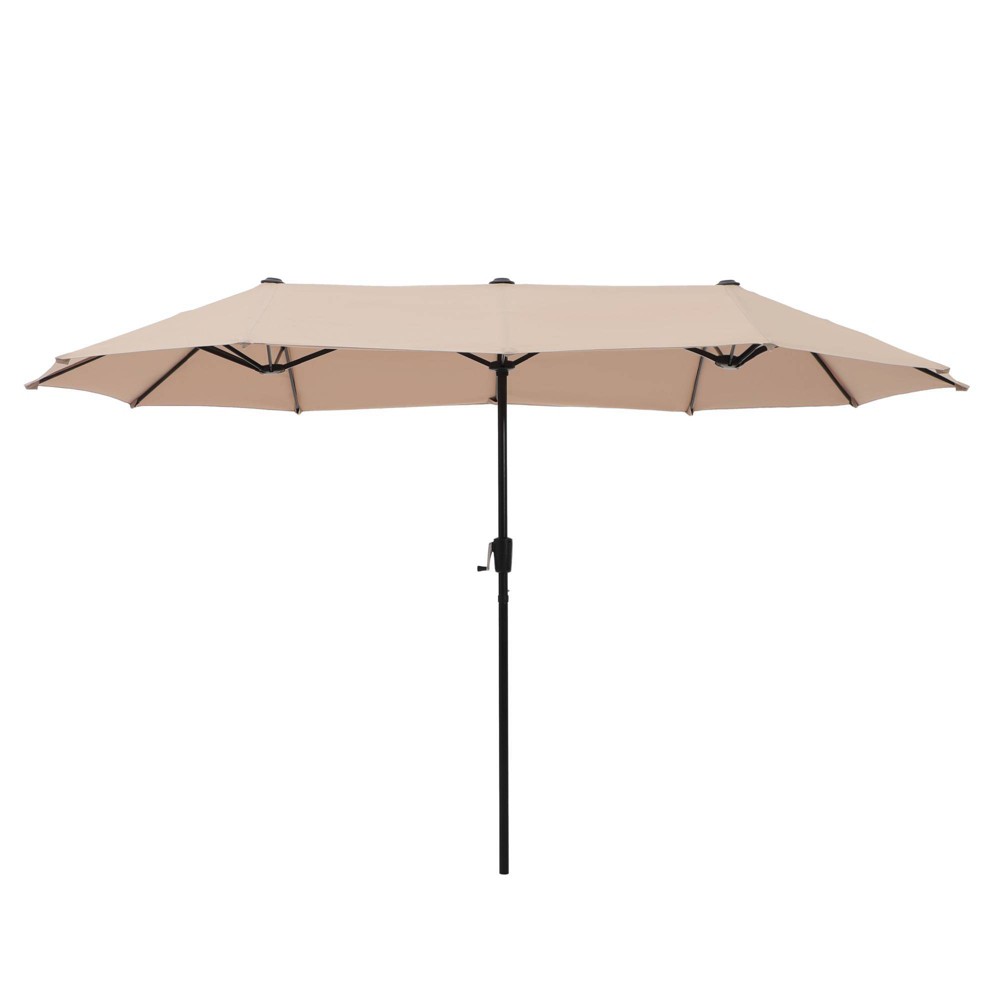 Photos - Parasol Captiva Designs 6.5'x13' Rectangular Outdoor Market Umbrella Beige: UV & F