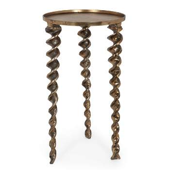 Wrens Handcrafted Boho Industrial Aluminum Side Table Antique Brass - Christopher Knight Home