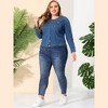 Agnes Orinda Women's Plus Size Long Sleeves Collarless Buttons Denim Jean Jackets - 3 of 4