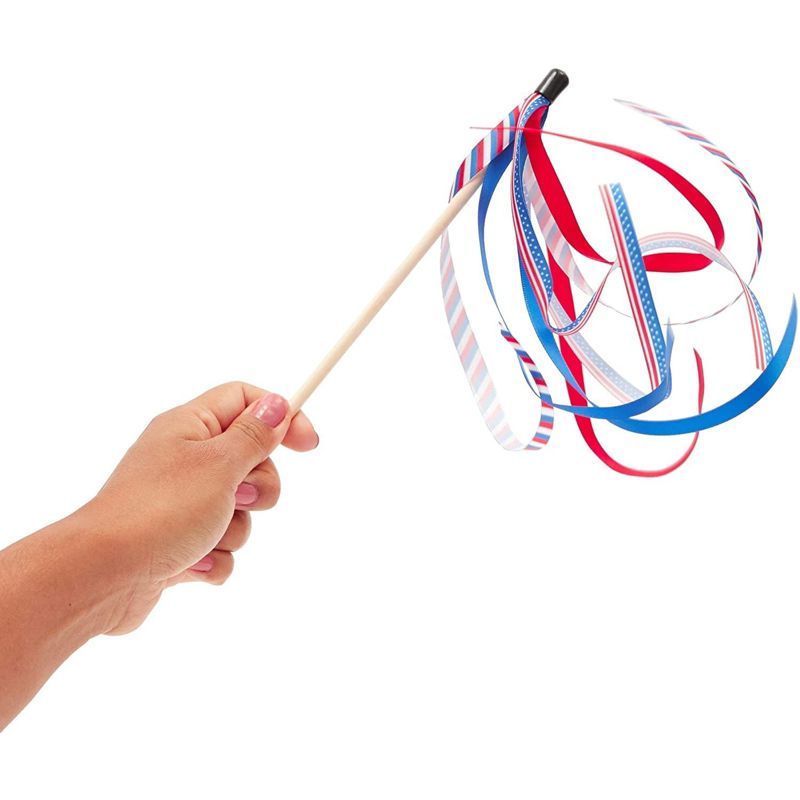 Blue Panda 24 Pack Patriotic Handheld American Flag Ribbon Wands for Election Day, 4th of July, Memorial Day, 3 of 7