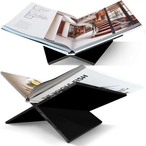 Large Clear Acrylic Book Stand 12.5"x9.5"x5.5”, Book Holder for Display & Reading Cookbooks, Art Books, Magazines - 1 of 4