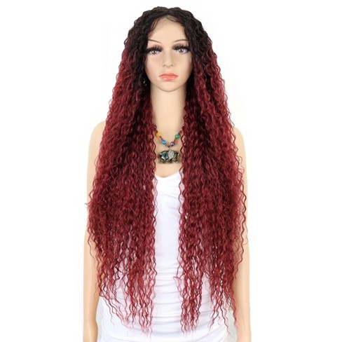 Unique Bargains Long Water Wave Lace Front Wigs for Women with Wig Cap 32