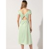 Allegra K Women's Satin Cowl Neck Cap Sleeve Backless Twist Split Midi Cocktail Dress - 3 of 4