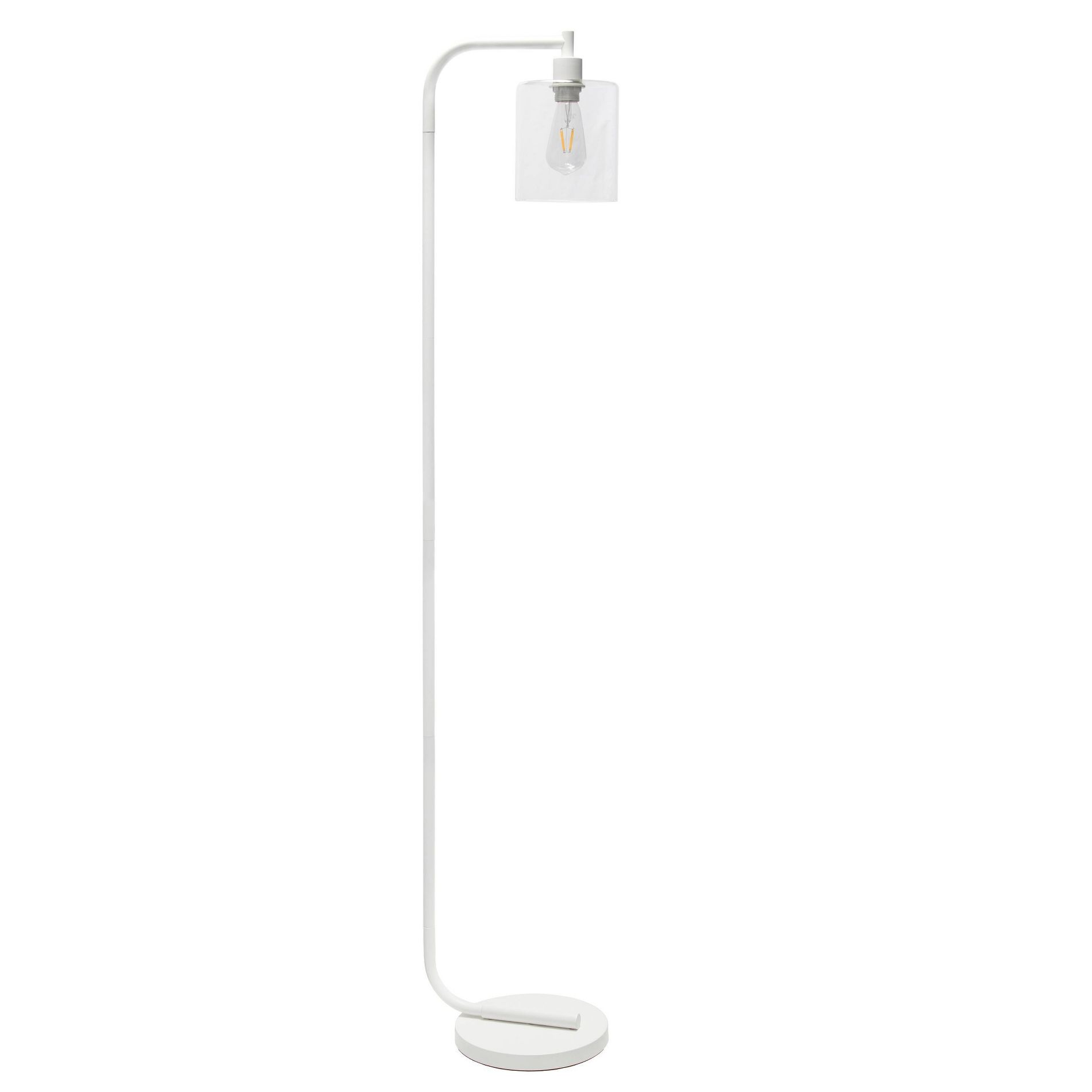 Creekwood Home Industrial Glass Shade Floor Lamp White