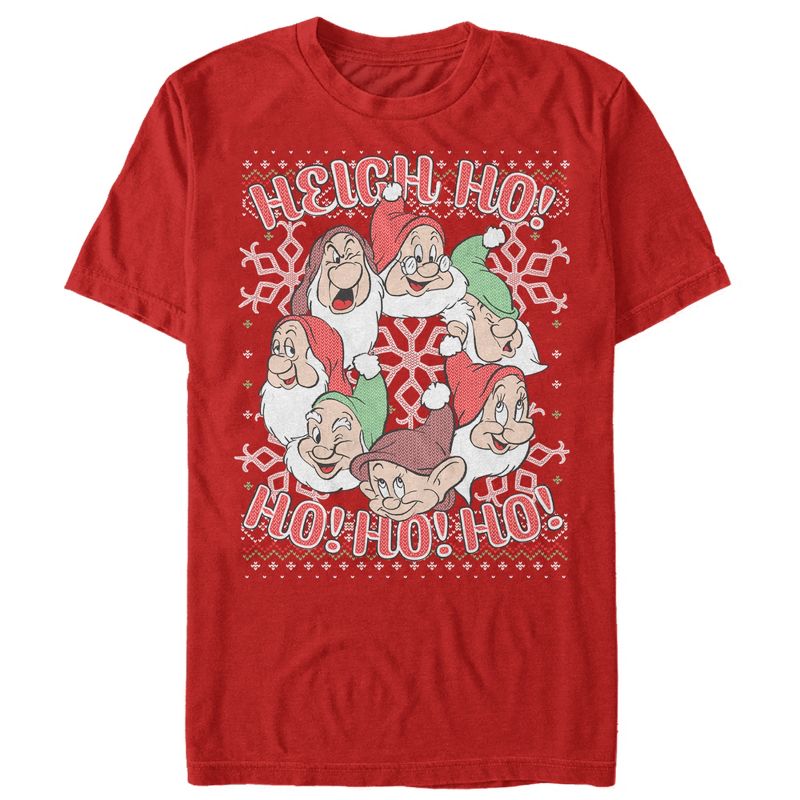 Men's Snow White and the Seven Dwarves Xmas Heigh Ho T-Shirt, 1 of 6