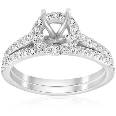 Pompeii3 5/8ct Halo Engagement Mount Set 14K White Gold