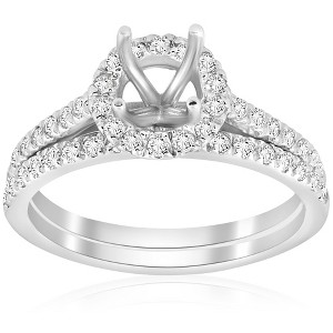Pompeii3 5/8ct Halo Engagement Mount Set 14K White Gold - 1 of 4