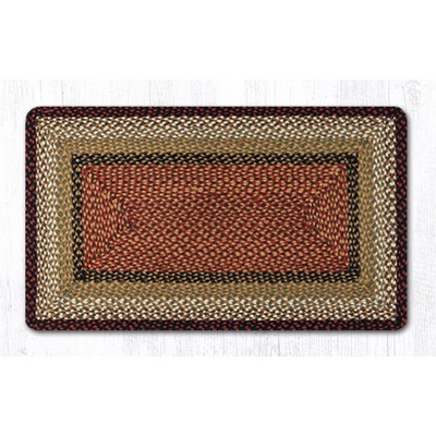Earth Rugs Handwoven Burgundy/Mustard Oblong Braided Rug – Natural Jute Accent Rug