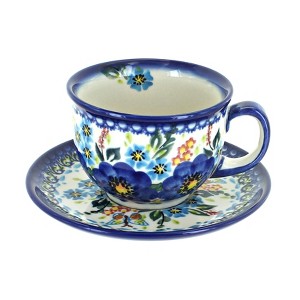 Blue Rose Polish Pottery 33 Vena Cup & Saucer - 1 of 1