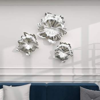 Set of 3 Polystone Floral 3D Wall Decors - Olivia & May