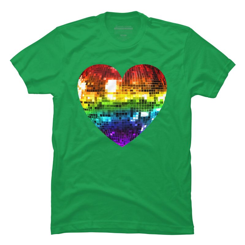 Adult Design By Humans Disco Ball Rainbow Heart By melvillesT-Shirt, 1 of 3