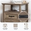 Hommpa Modern Rustic Bedside Table Nightstand with Charging Station, 2 Drawers & Open Shelf - 4 of 4