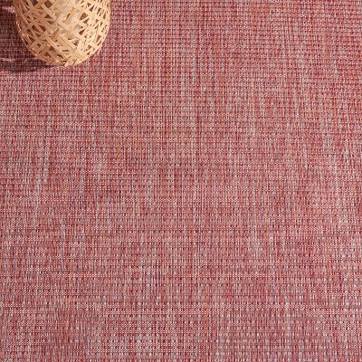 Red Square Synthetic Indoor/Outdoor Area Rug
