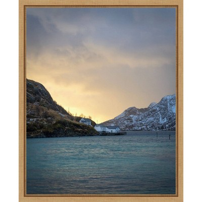 The Morning Glow II Scenic Landscape Canvas Print with Maple Frame