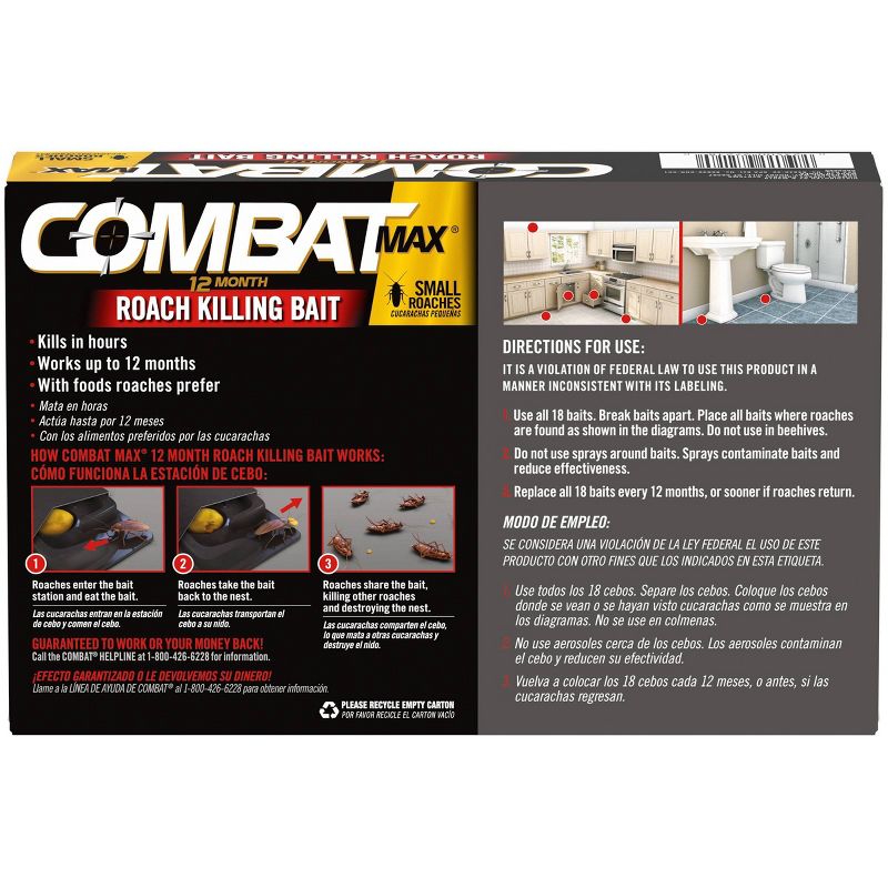 Combat Max 12 Month Roach Killing Bait Small Roach Bait Station - 18ct, 3 of 8