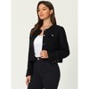 Hobemty Women's Work Cropped Long Sleeve Elegant Tweed Blazer - 3 of 4