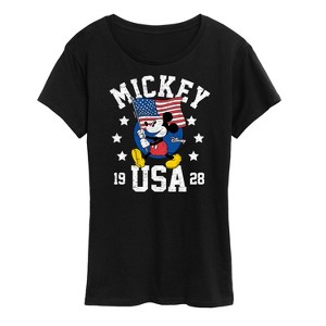 Women's - Disney - Mickey Waving Flag USA Short Sleeve Graphic T-Shirt - 1 of 4